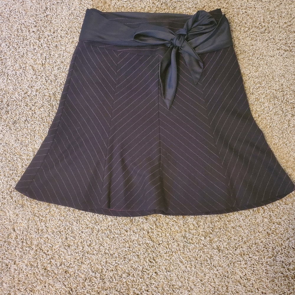 Black and pink pinstripe express skirt with satin sash
